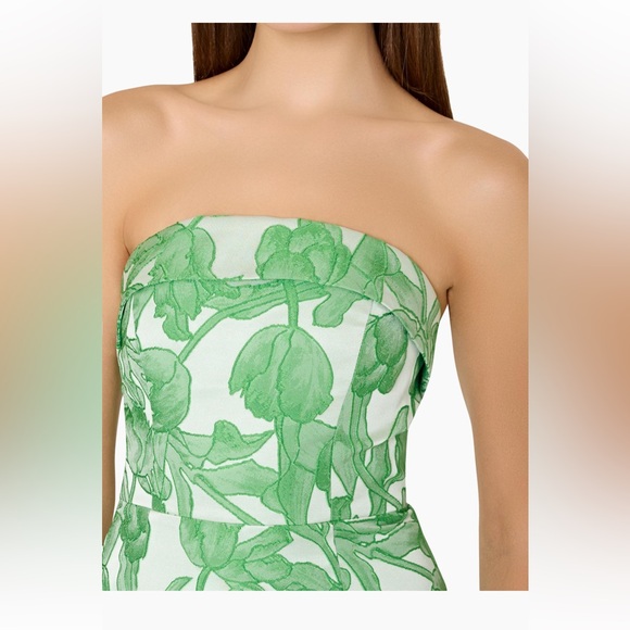 NWT Milly Tulip Floral Jacquard Strapless Maxi Dress Green Size 6 - Picture 3 of 8